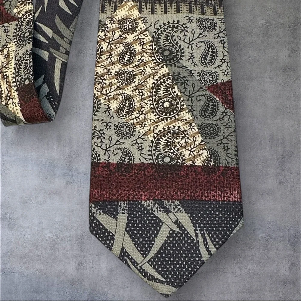 dc by‎ Daniel Craig Italian Silk Tie Abstract Patchwork Geometric Vintage